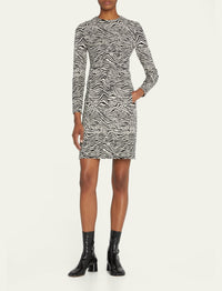 Robe courte en jacquard - Black & Ecru