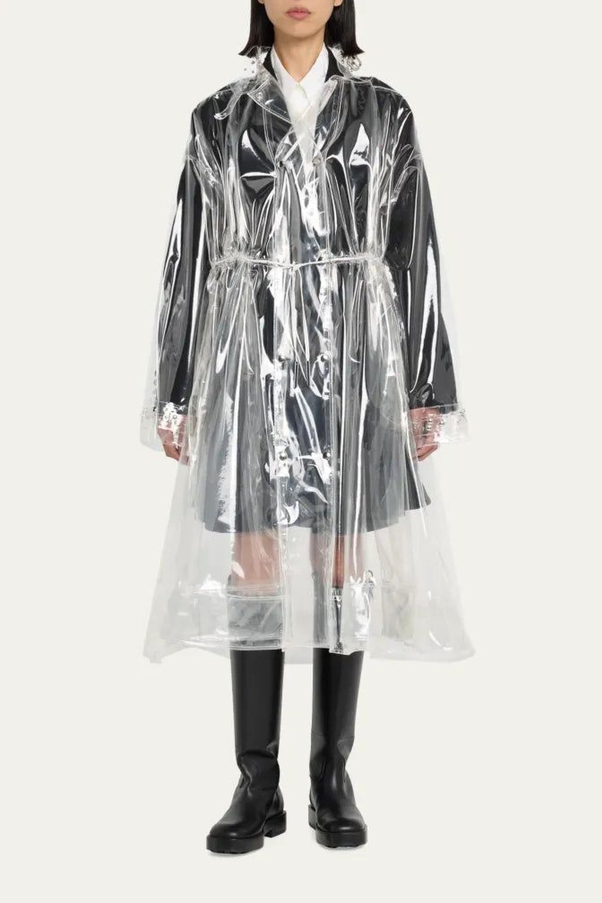 Parka transparent à boucles gravées - Transparent