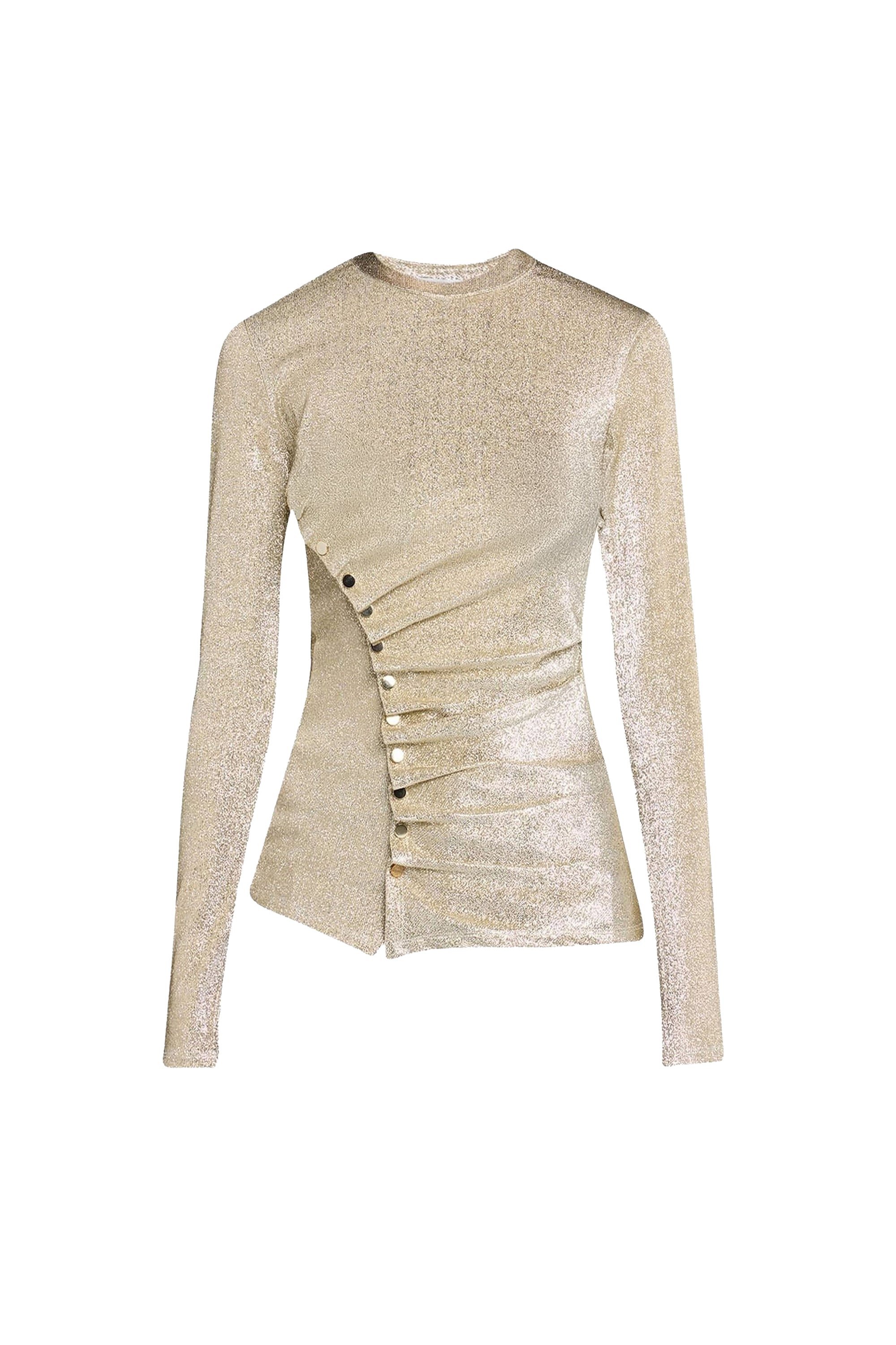 Sparkling long-sleeved draped top - Silver & Gold