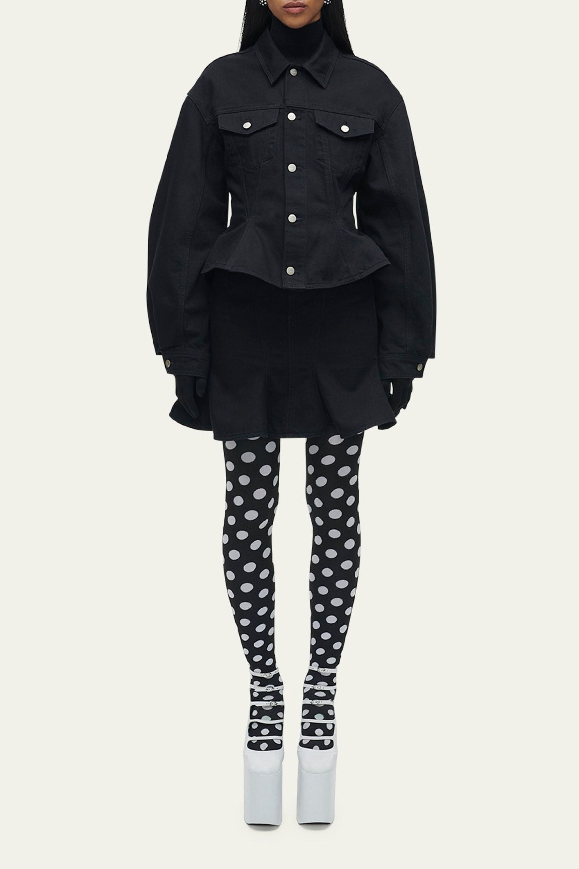 Veste cannelée en denim - Black