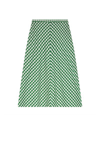 Jupe biscuit mi-longue en laine - Green