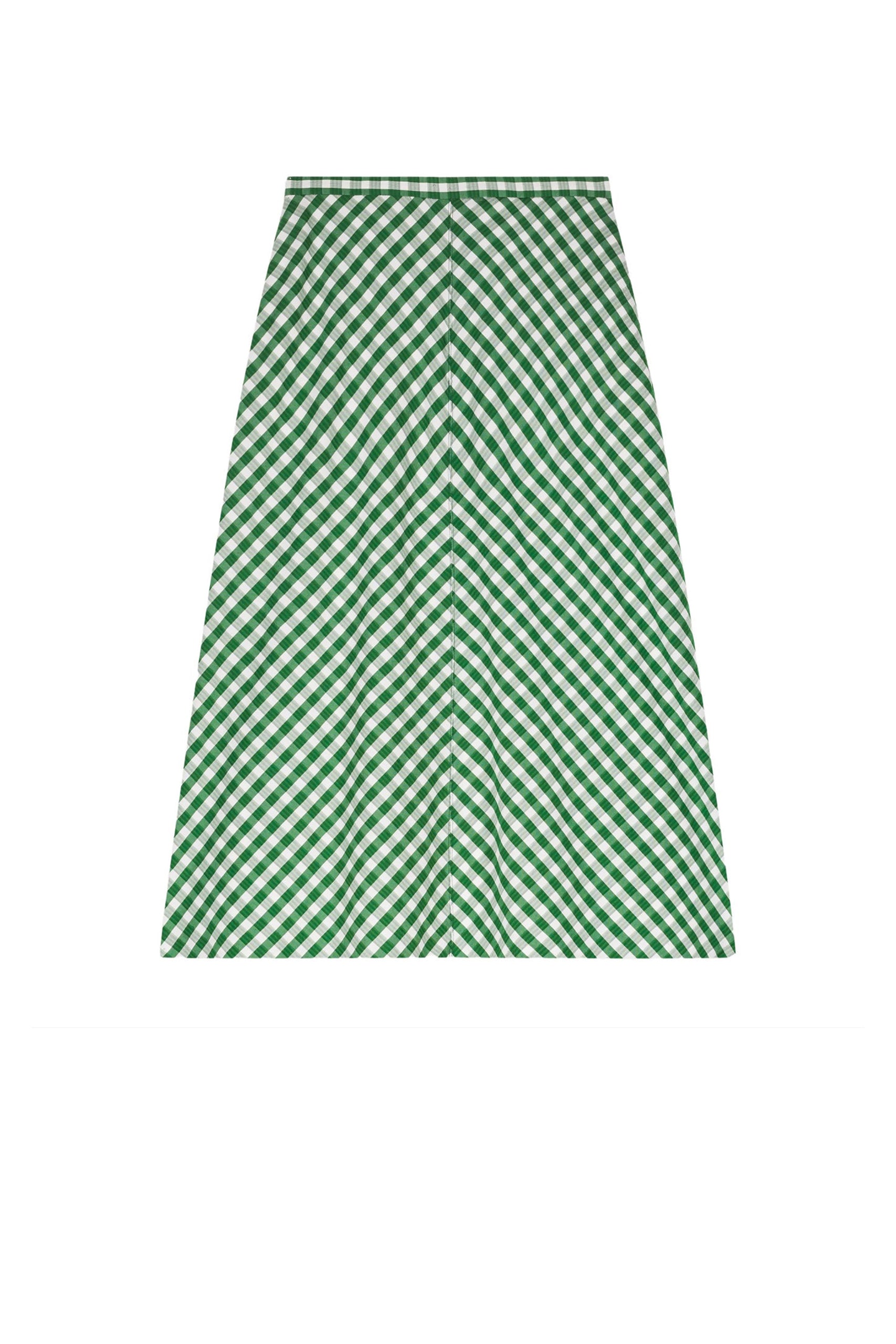 Jupe biscuit mi-longue en laine - Green