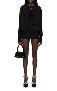 Short textured skirt - Black