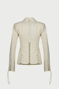 Blazer Flower à lacets en laine - Écru & Brique