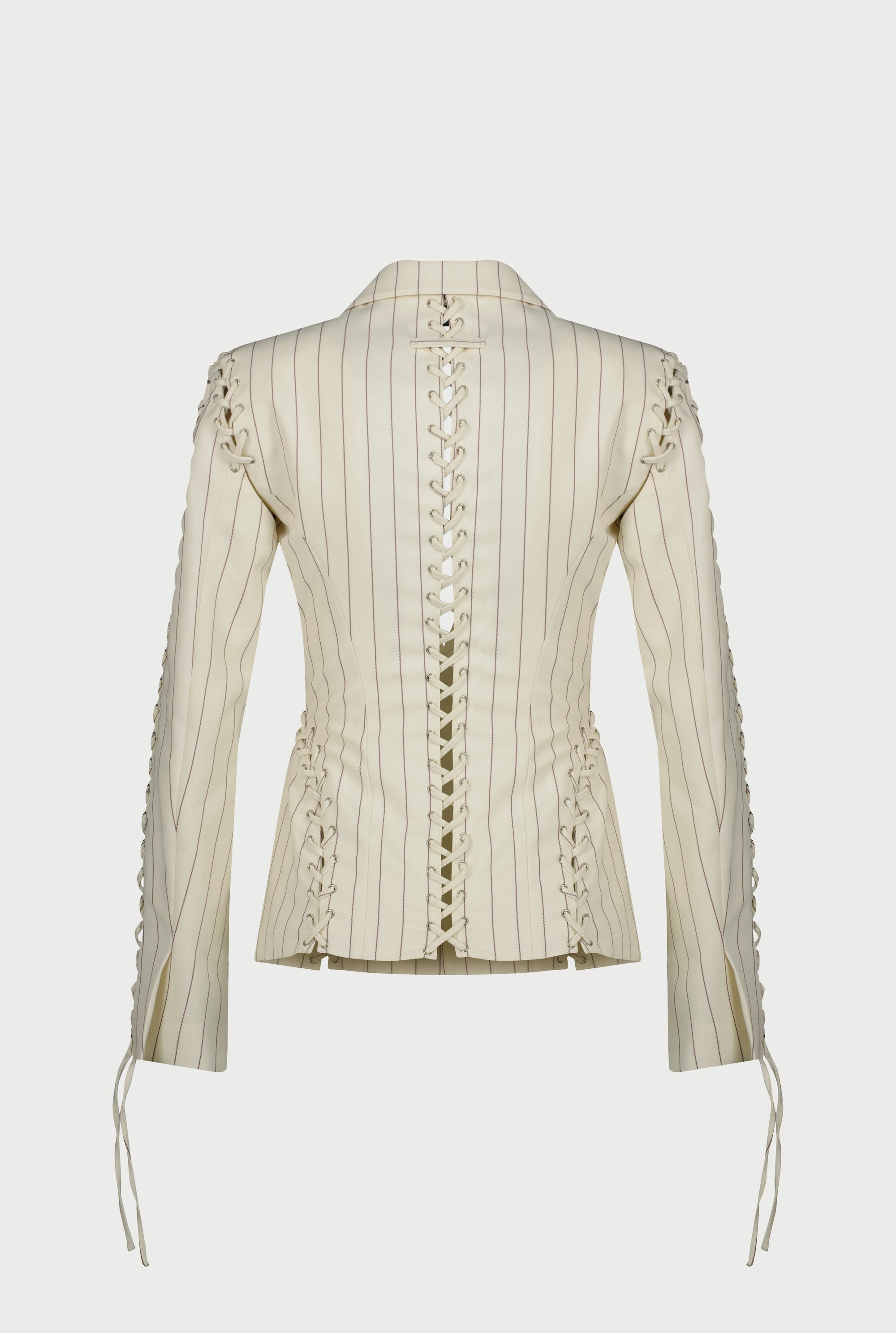 Blazer Flower à lacets en laine - Écru & Brique