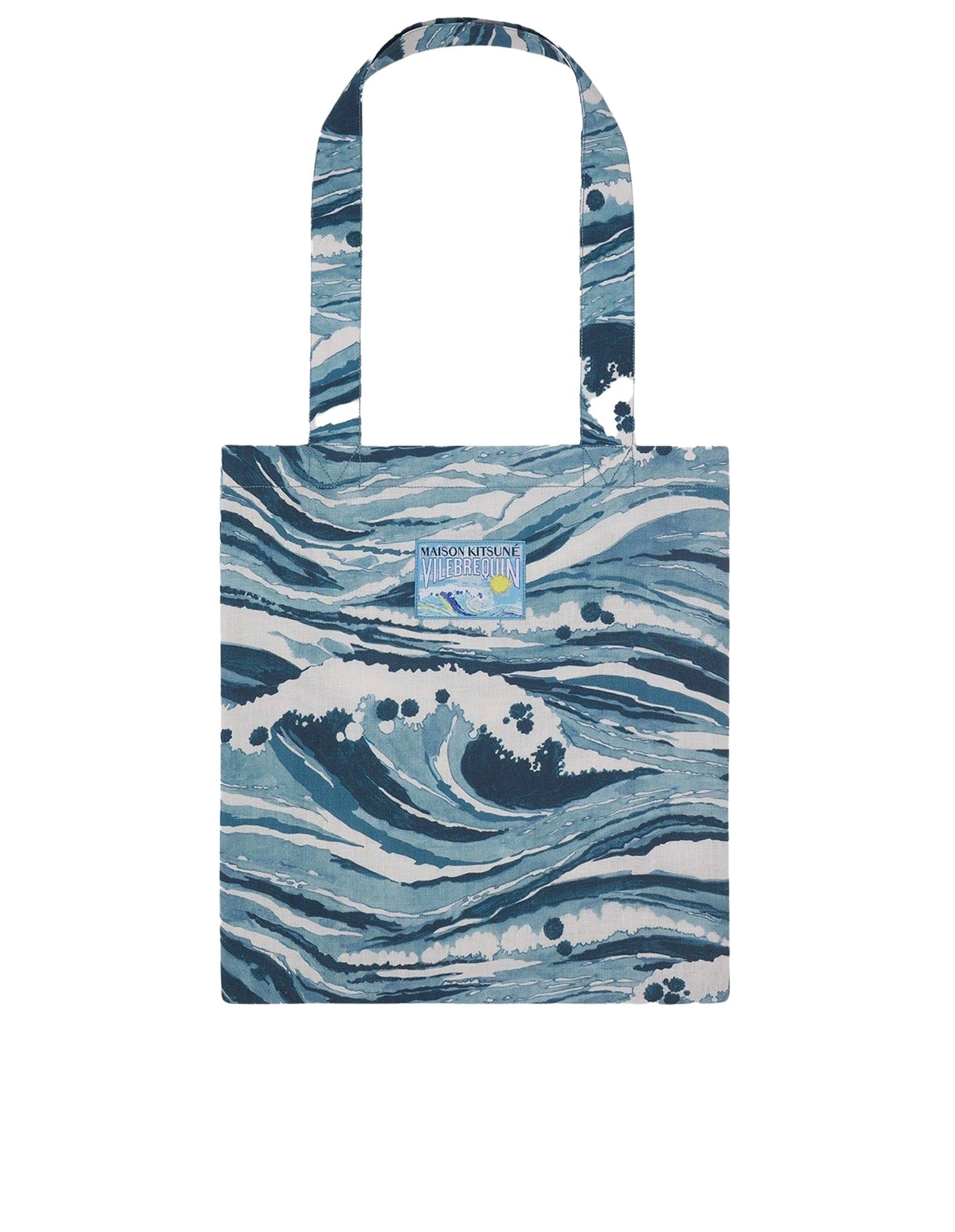Sac Maison Kitsuné x Vilebrequin en lin - Storm Blue Design
