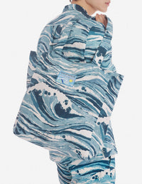 Sac Maison Kitsuné x Vilebrequin en lin - Storm Blue Design