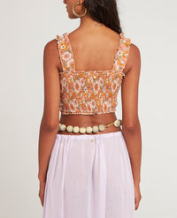 Blossom printed crop top - Rust