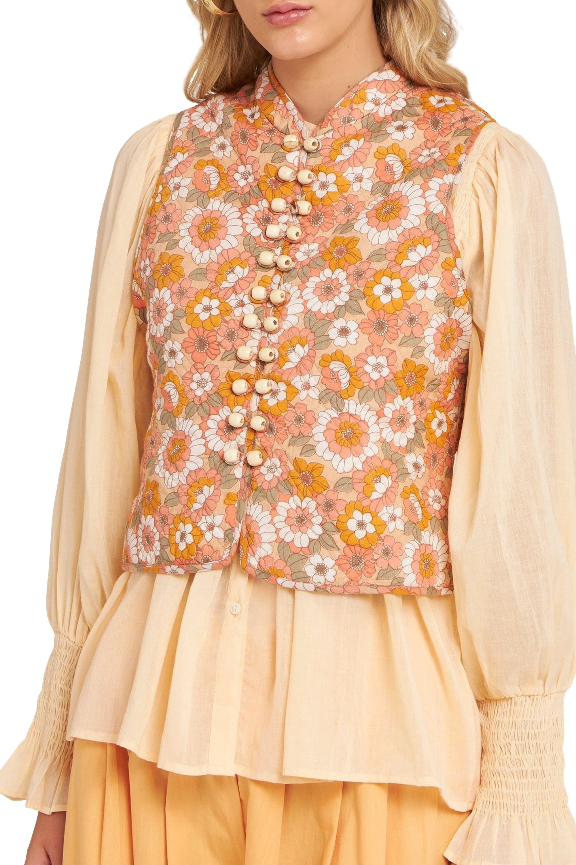 Blossom print cardigan - Rust