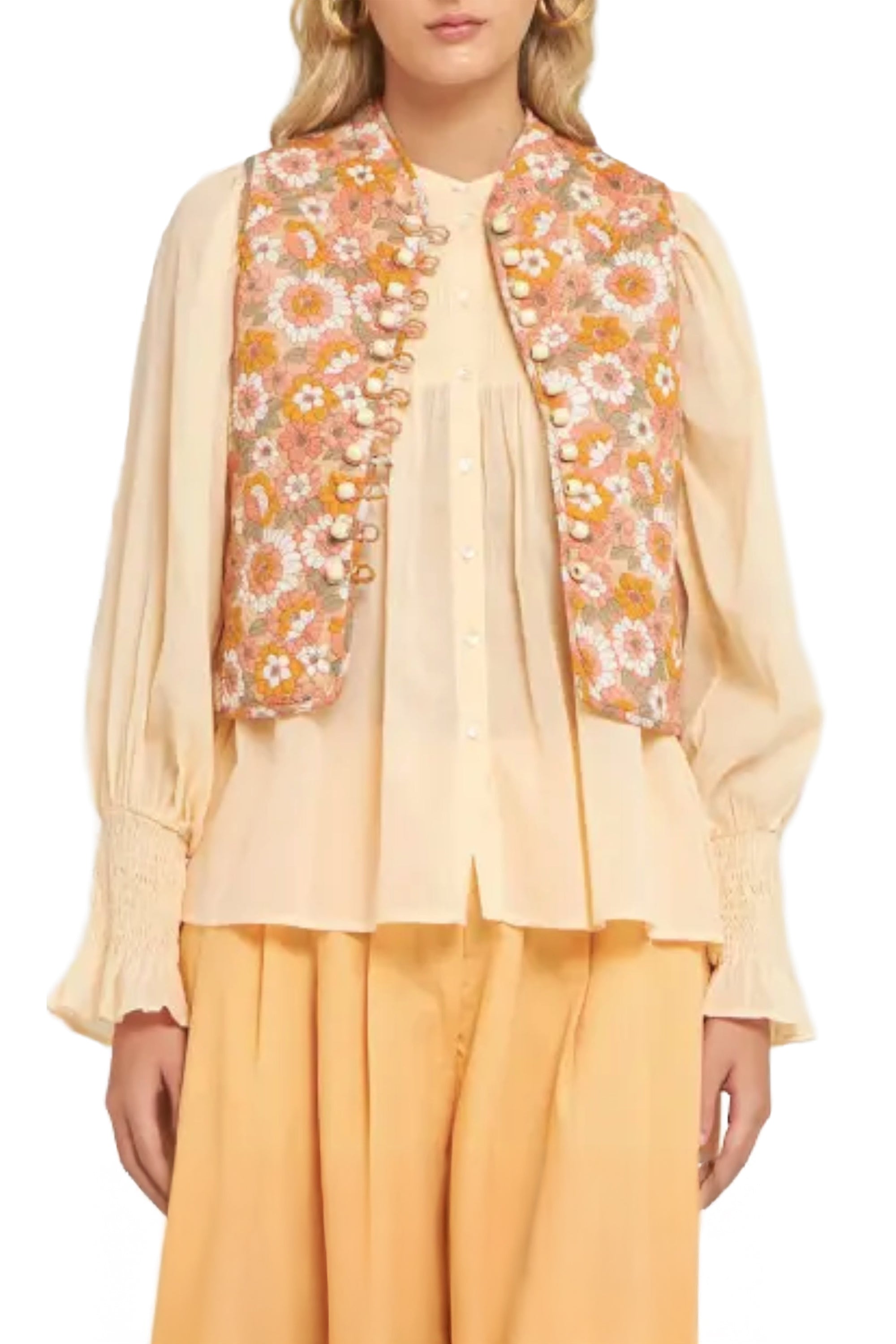 Blossom print cardigan - Rust