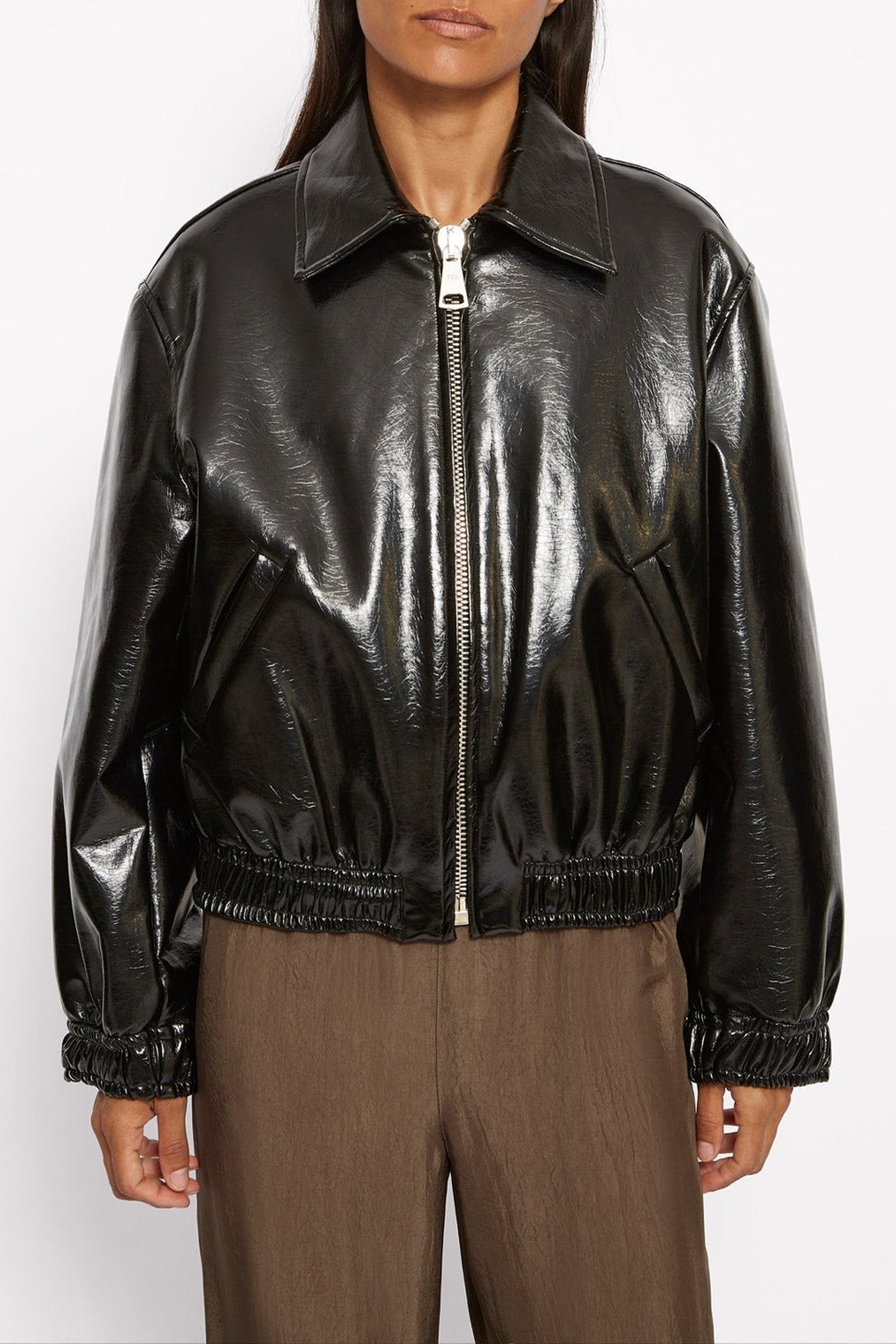 Blouson Orso droit brillant - Noir
