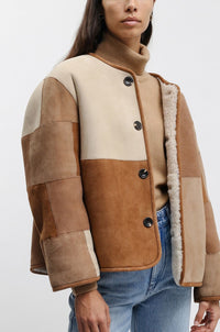 ECRU/BEIGE _ Manteau Woori réversible en cuir - écru & beige