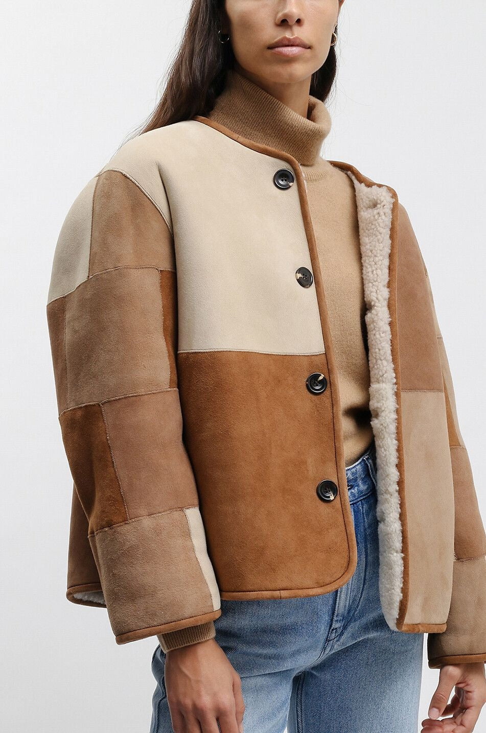 ECRU/BEIGE _ Manteau Woori réversible en cuir - écru & beige