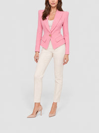 Veste à simple boutonnage en laine - Rose