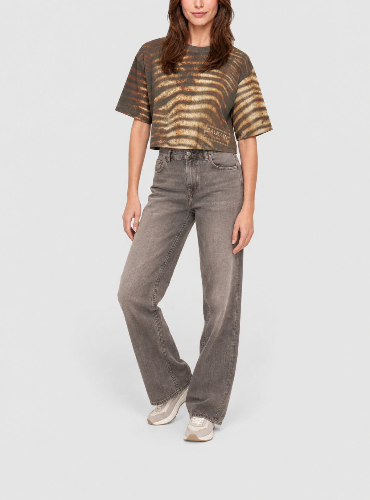 T-shirt court imprimé zèbre - Multi Marron