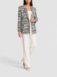 Veste boutonnée imprimée zèbre - Blanc & Or