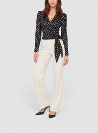 Chemise courte à pois et nouée - Noir & Blanc