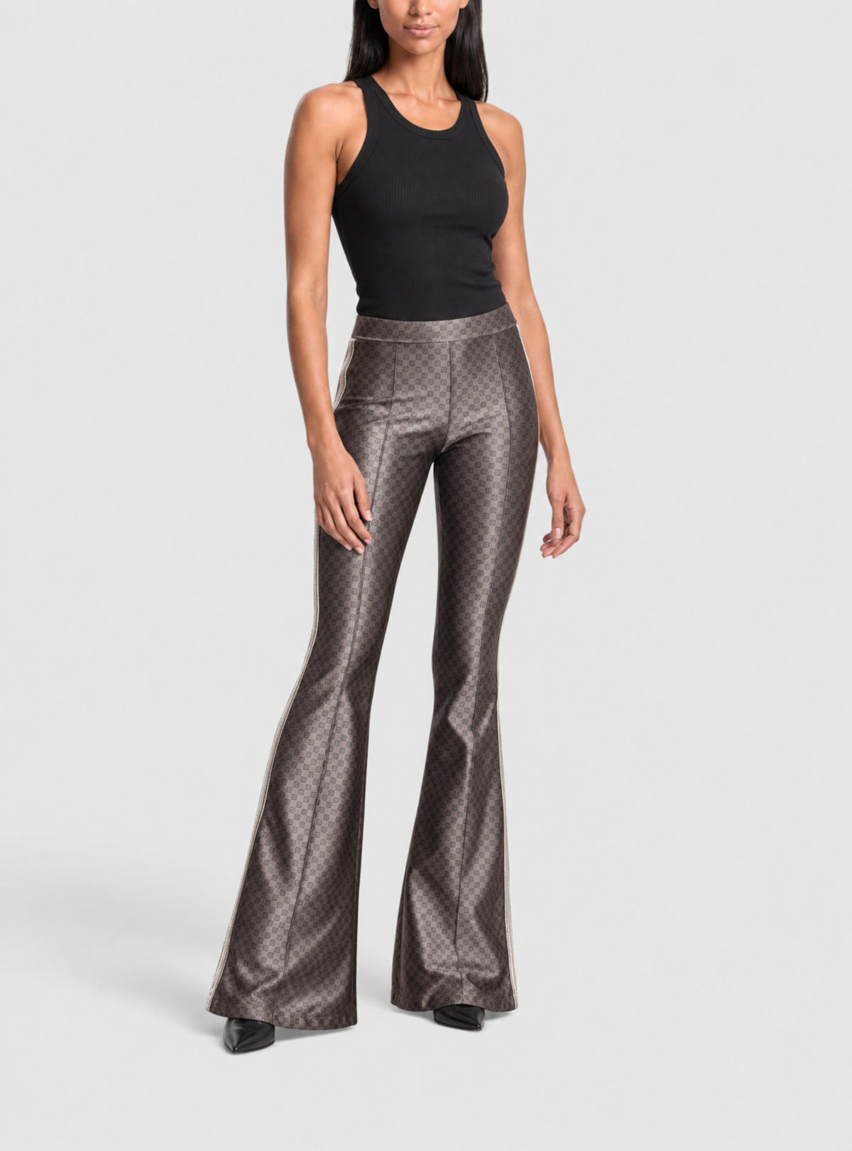 Pantalon de jogging brillant monogramme  - Marron