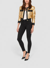 Veste en cuir embossée monogramme - Or & Noir