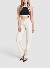 Haut court en maille en dentelle - Noir & Argent & Blanc