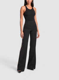 Pantalon évasé brodé - Noir & Argent