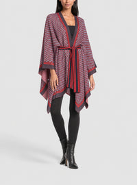 Poncho à carreaux à monogramme en maille - Multicolore