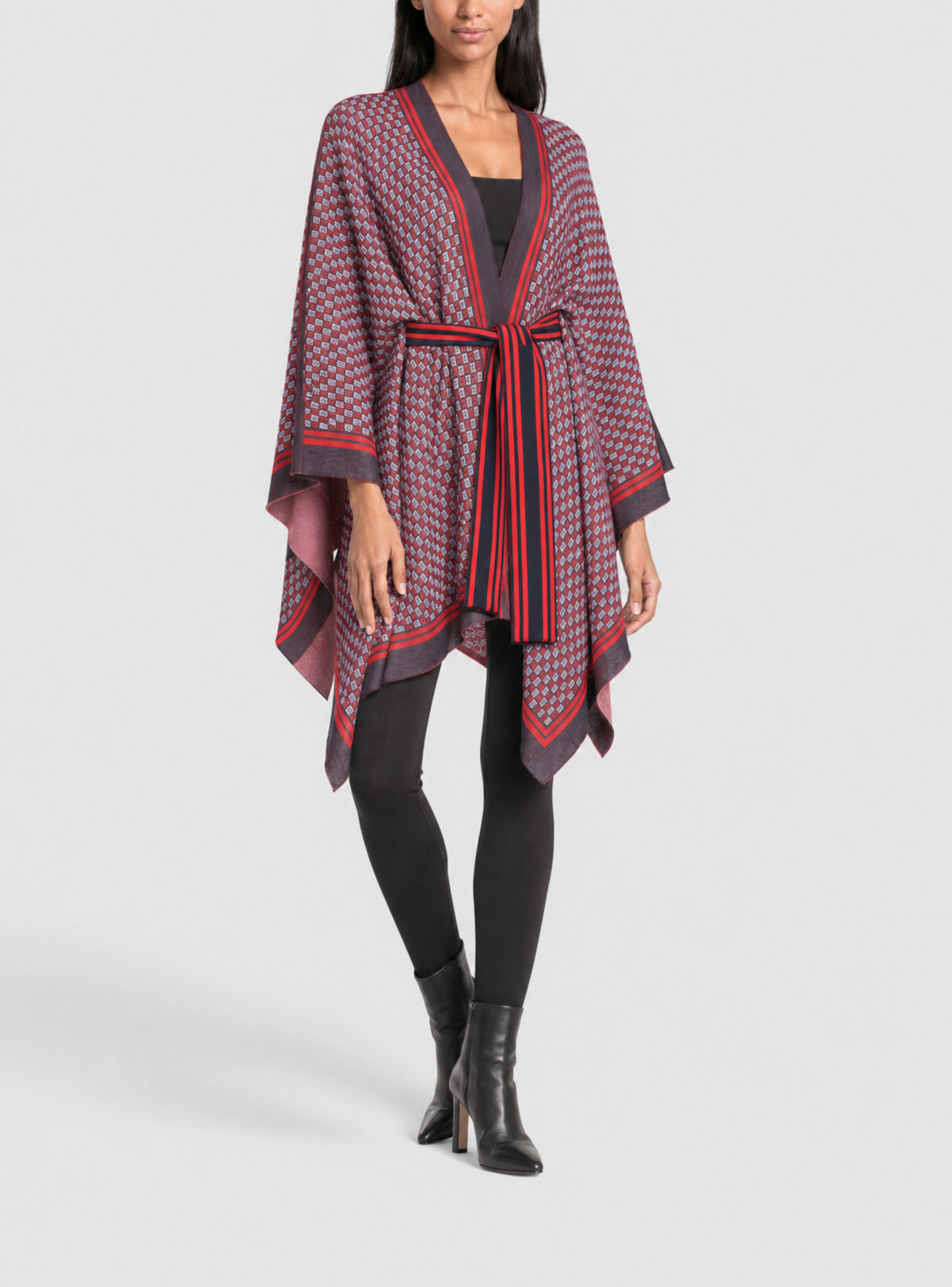 Poncho à carreaux à monogramme en maille - Multicolore