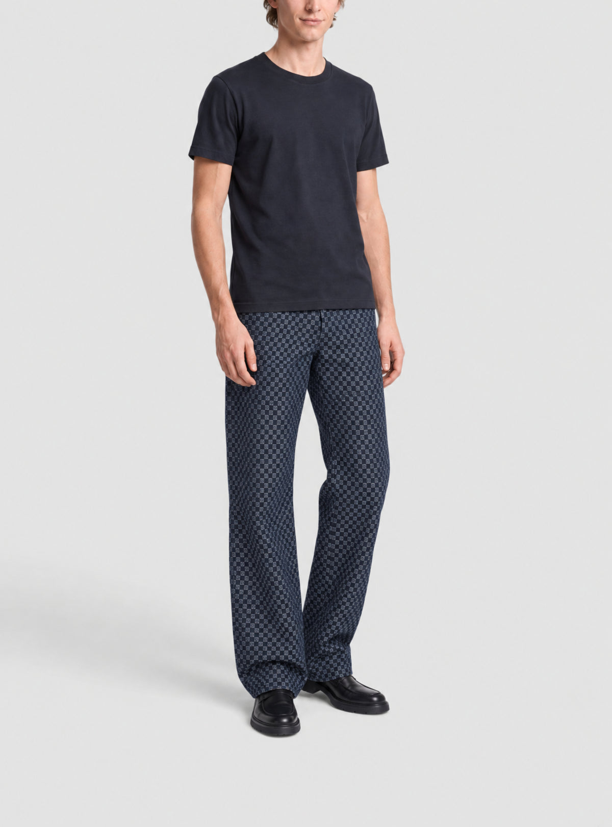 Jean monogramme jacquard ample - Bleu Jean Brut & Bleu Jean