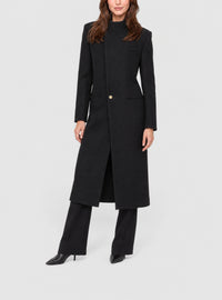 Manteau officier 1 bouton en laine - Noir