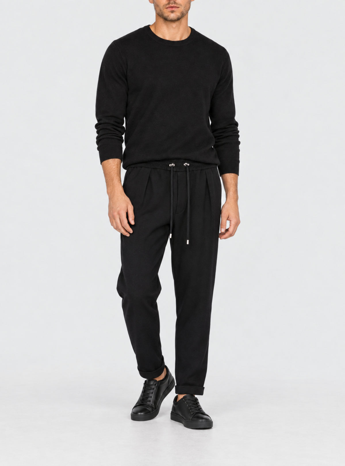 Pantalon élastique ceinturé - Noir