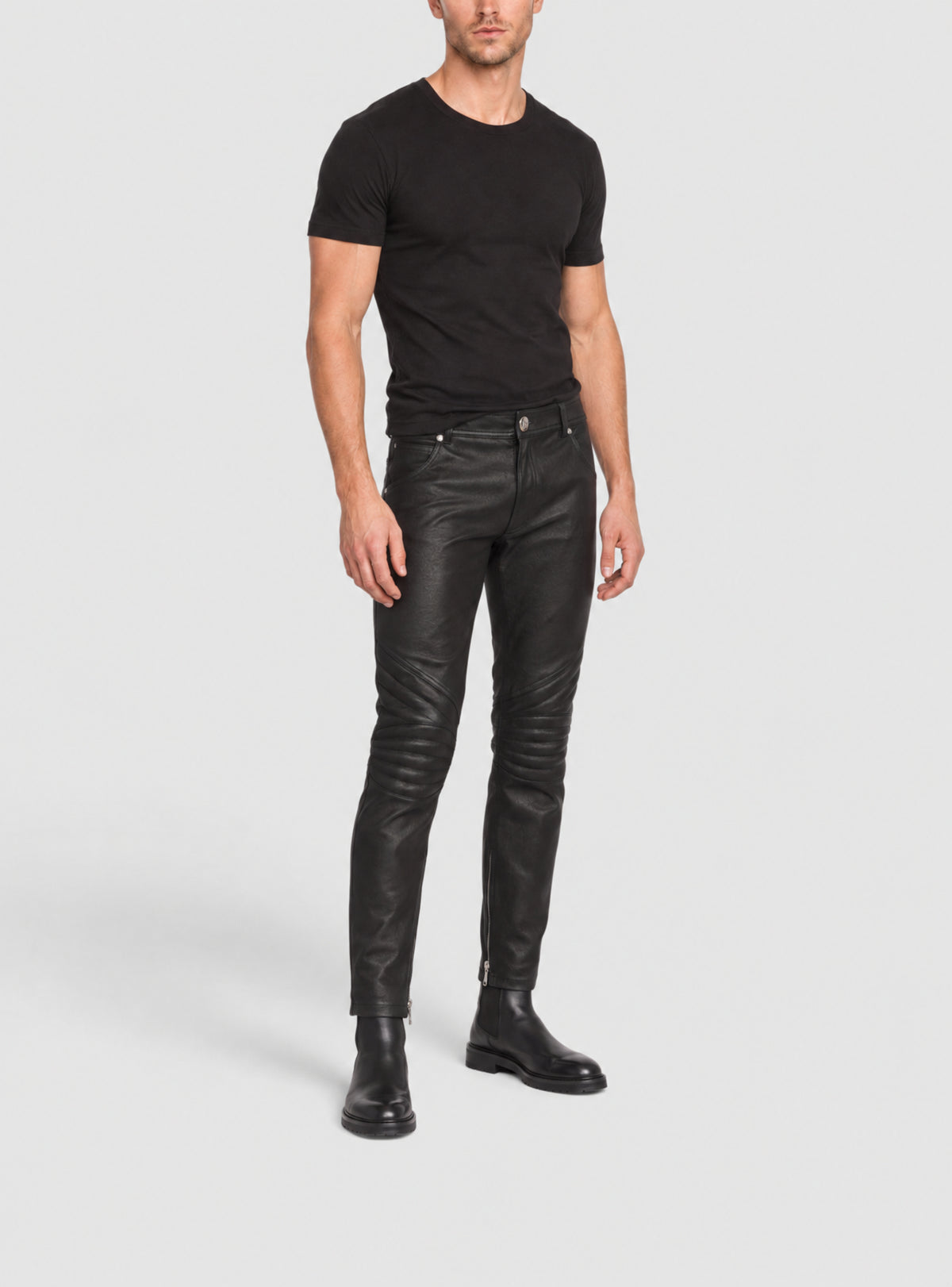 Pantalon de motard en lambskin - Noir