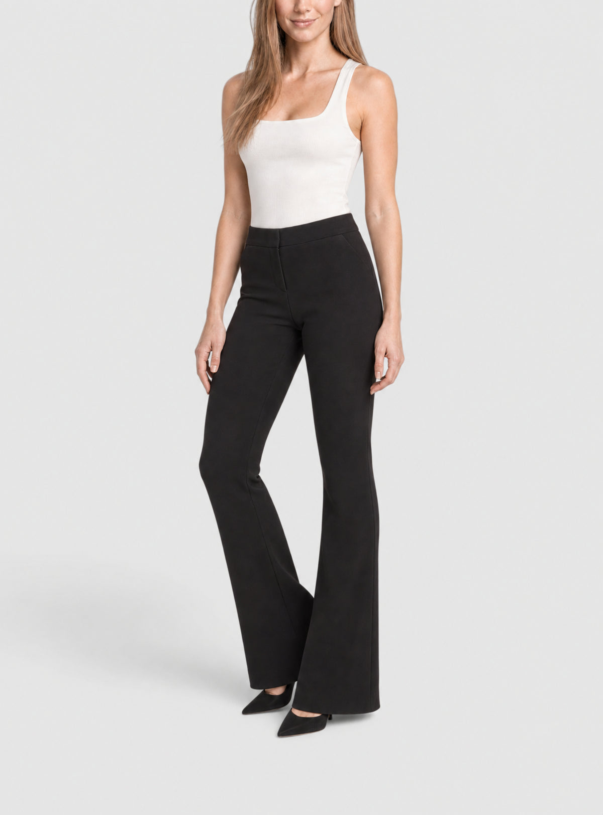 Pantalon évasé en crêpe - Noir