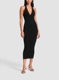 Robe midi en maille - Noir