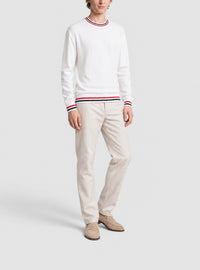 Pull Monogramme en laine et lin - Blanc & Noir & Rouge