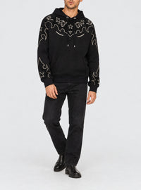 Sweat baroque en jersey et suedine - Noir & Noir