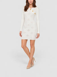 Robe 3 boutons vichy - Blanc