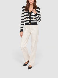 Cardigan en jersey court rayé - Noir & Blanc
