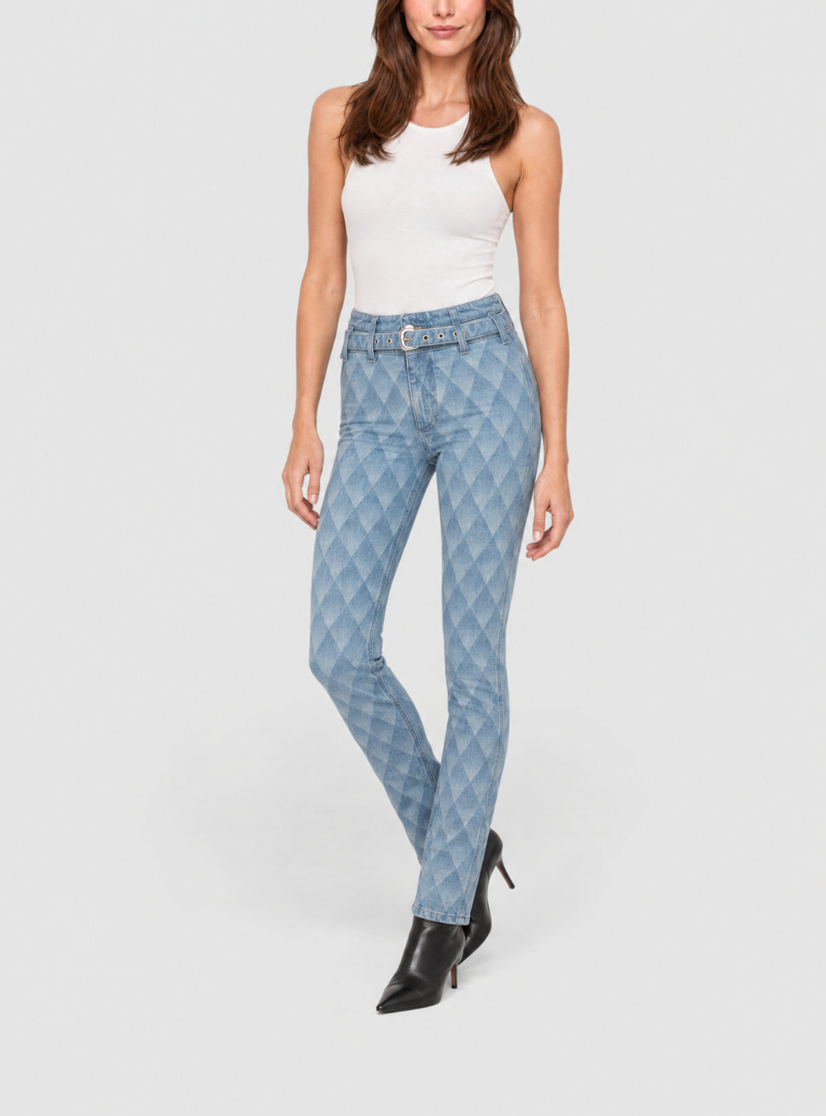 Pantalon skinny en denim diamant - Bleu Jean