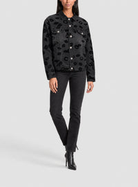 Veste en jean monogramme et flock kiss - Noir Délavé