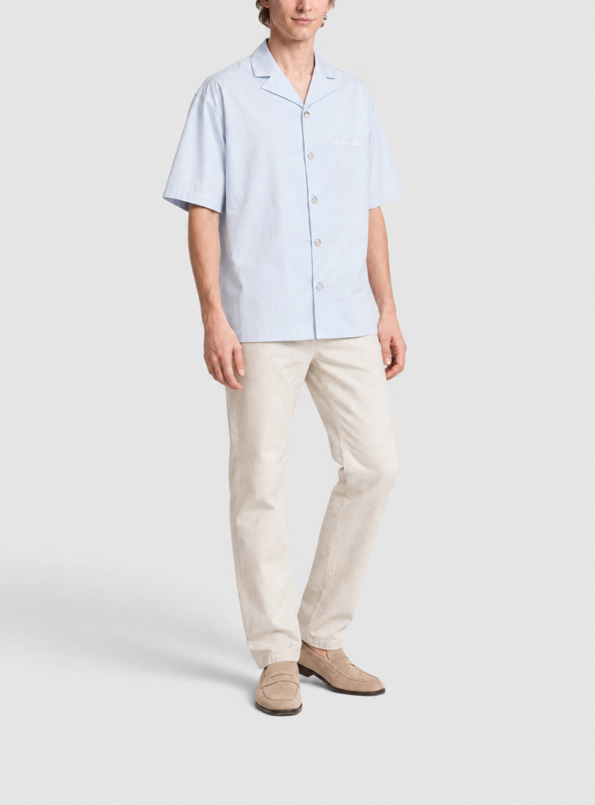 Sur Chemise signature en coton SS Balmain - Bleu