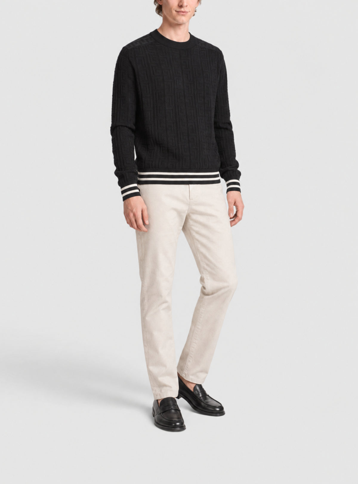 Pull en laine monogramme - Noir & Blanc