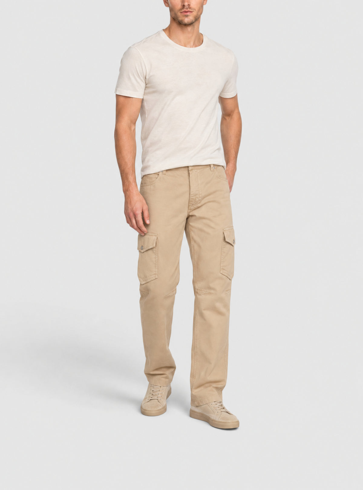 Pantalon cargo en coton droit - Sable