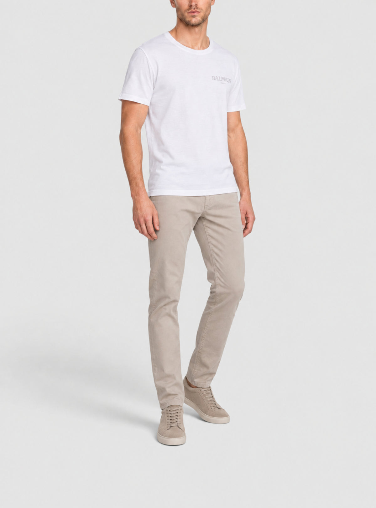 T-shirt à logo balmain vintage gel - Blanc & Argent