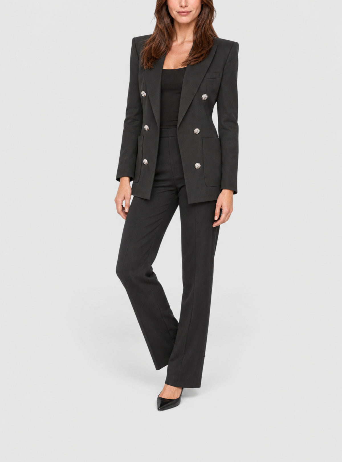Veste en coton à six boutons - Noir
