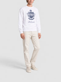 Sweat-shirt college emblem imprimé - Bleu & Beige