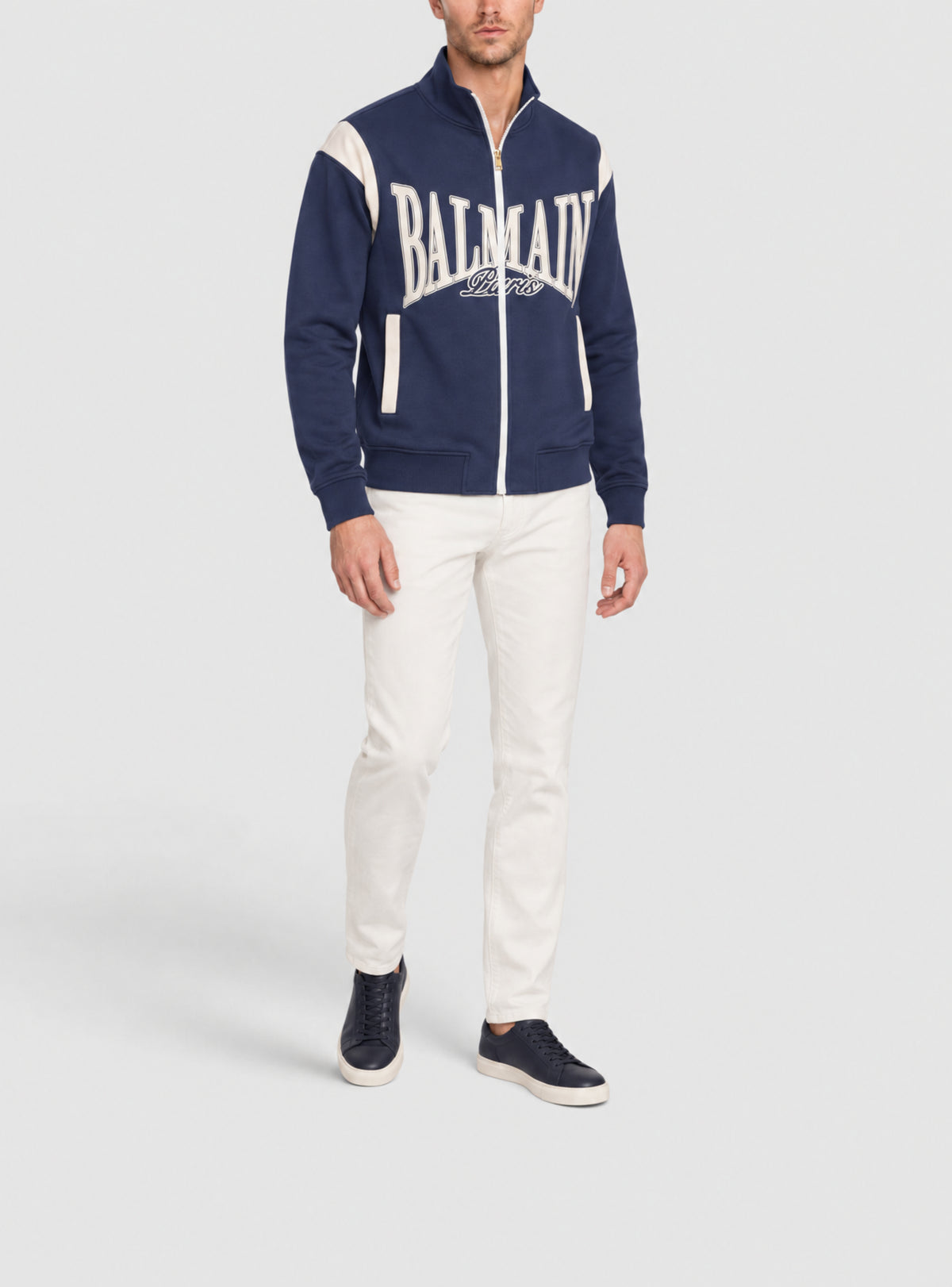 Veste sportive zippée balmain college - Bleu & Beige