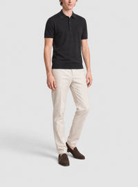 Polo tricoté en coton et soie - Noir & Blanc