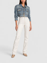 Veste en jean bleue à col montant - Bleu Jean Délavé