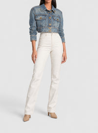 Veste à col montant en denim - Bleu Jean Délavé