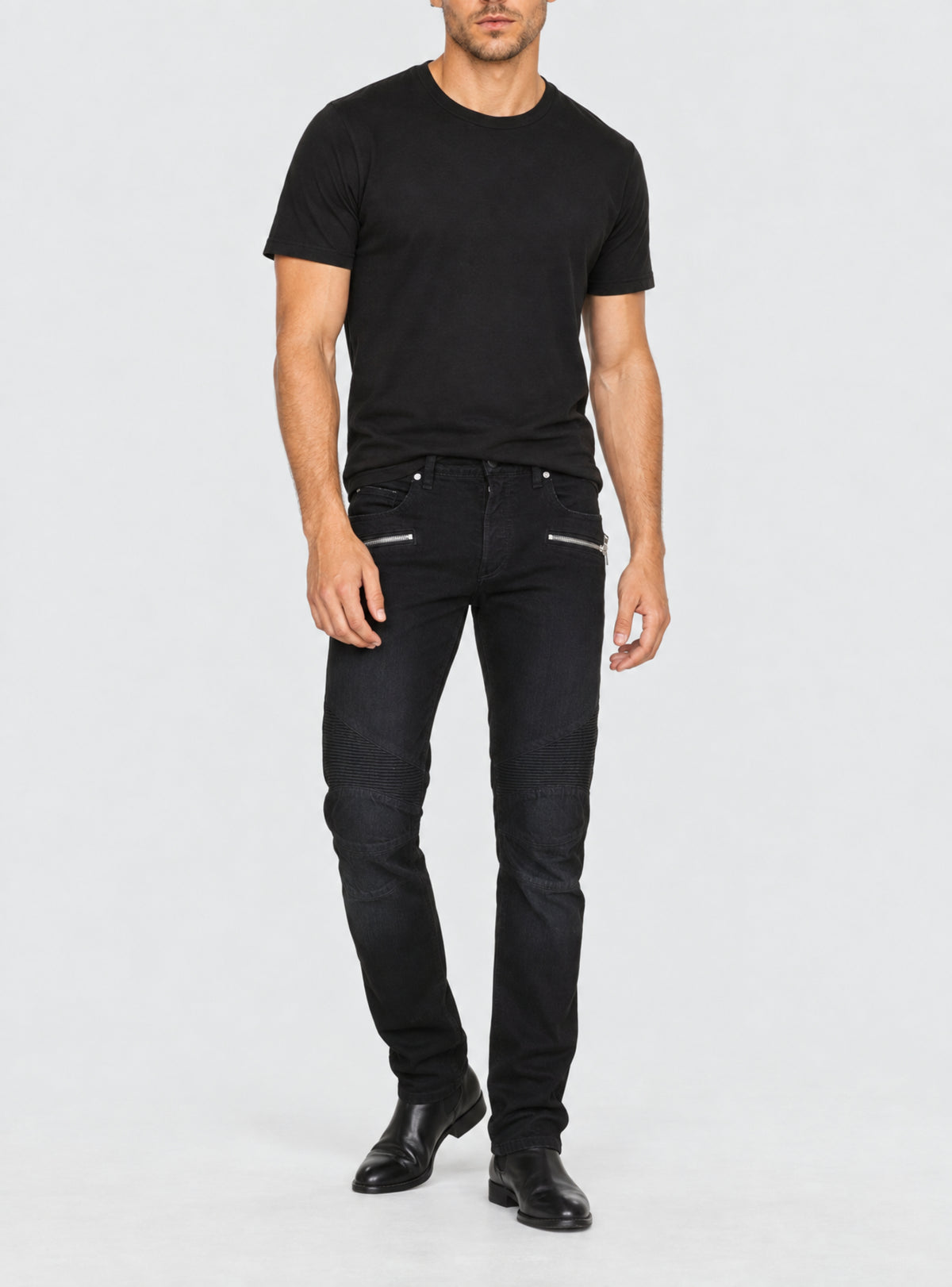 Jean droit côtelé Balmain signature poche arrière - Noir